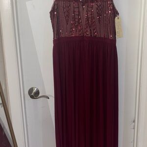 Elegant Burgundy Sequin Gown